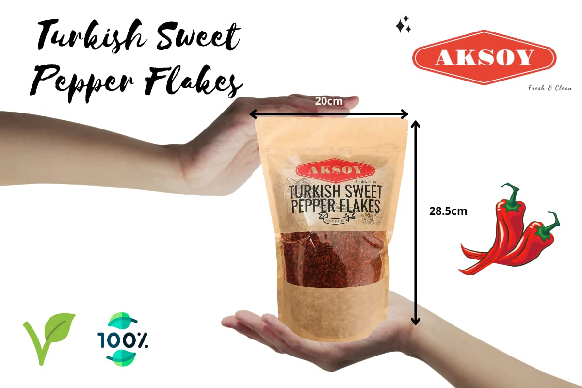 AKSOY Premium Turkish Sweet Red Pepper Flakes (Pul Biber) - 750g Resealable Bag | Mild & Sweet Flavor 4