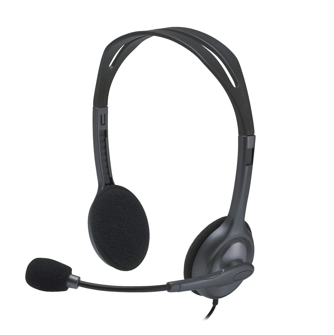 Logitech H111 Wired Stereo Headset with Noise-Cancelling Microphone and 3.5 mm Jack for PC, Mac, Laptop, Smartphone, Tablet - Black
