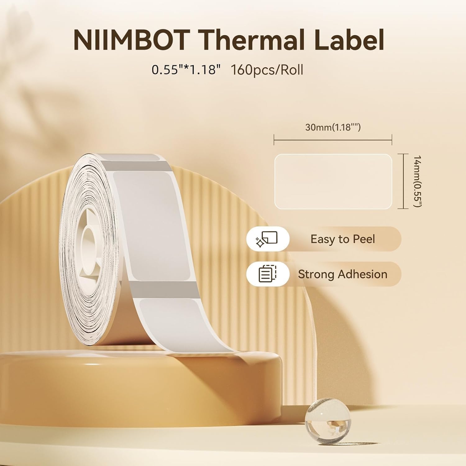 NIIMBOT Clear All-Purpose Labels - Waterproof & Tear-Resistant Direct Thermal Stickers for D11/D110/D101/H1S Printers | 14x30mm