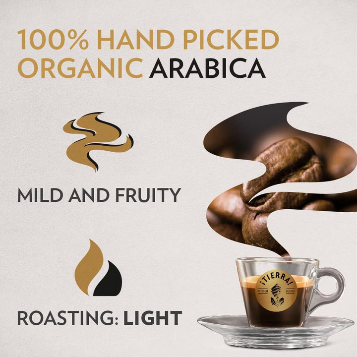 Lavazza Tierra For Planet Organic Whole Coffee Beans - 500g, Sustainable Arabica Blend