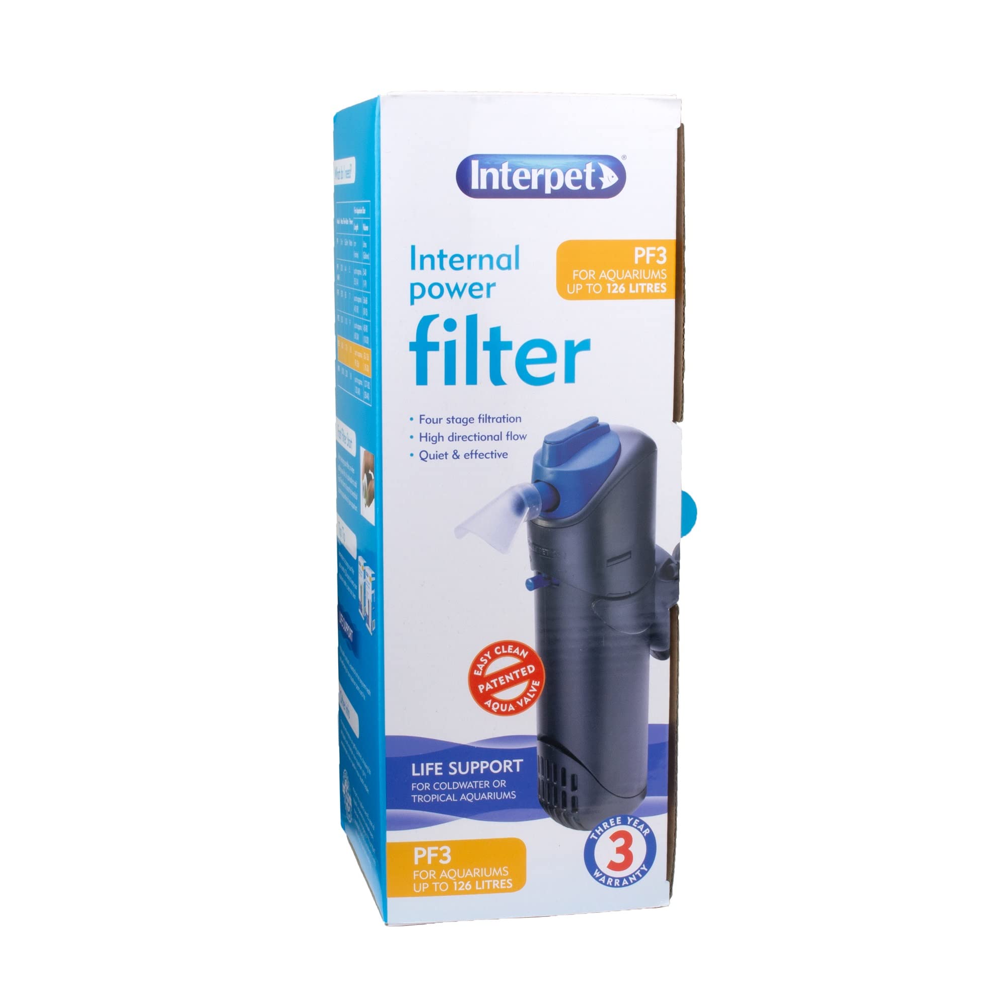 Interpet PF3 Internal Power Filter - Four Stage Filtration | Up to 126 Litres