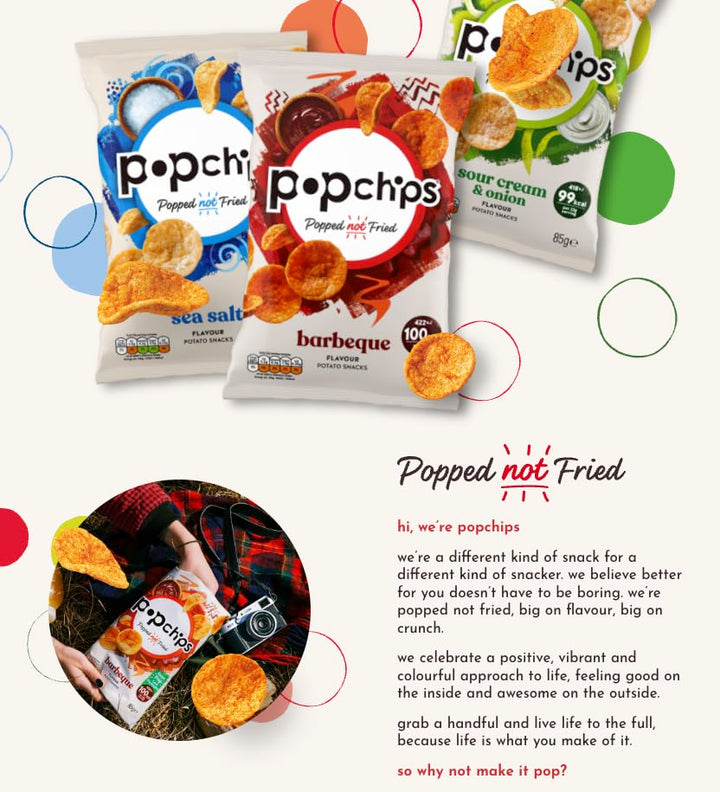 Popchips Sea Salt Potato Crisps, 23g (Pack of 24) - Popped Not Fried, No Artificial Flavours, Vegan Friendly