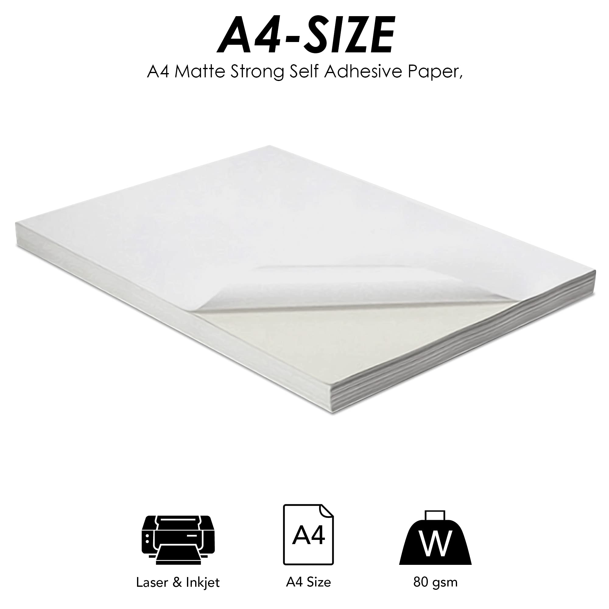 iSOUL A4 Printer Labels - 4 Per Sheet, 80 Labels Total (20 Sheets) | Matte White, Inkjet & Laser Compatible 3