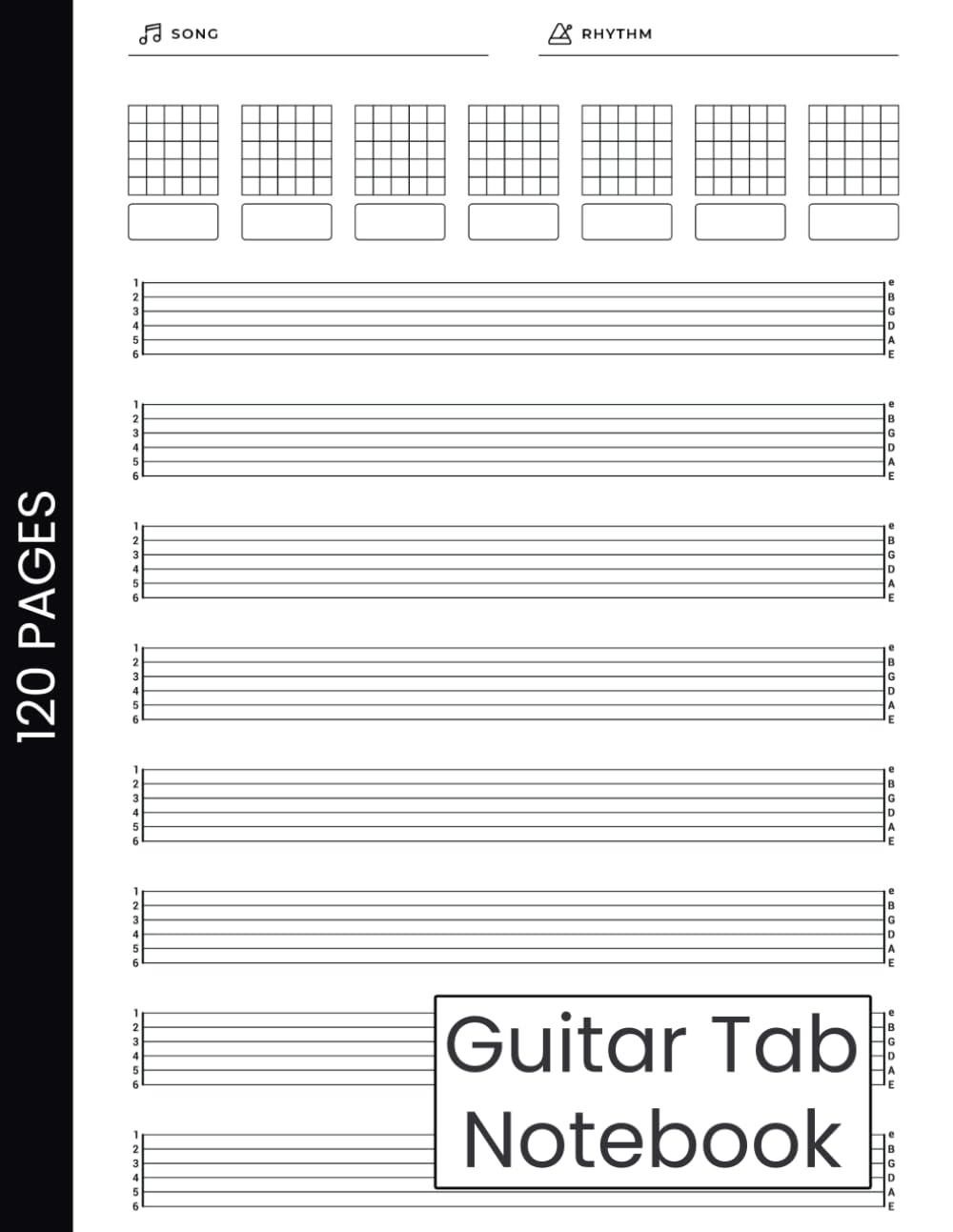 Medle Guitar Tab Notebook - 6 String Tablature Sheets | 120 Pages | 8.5" x 11" Paperback 1