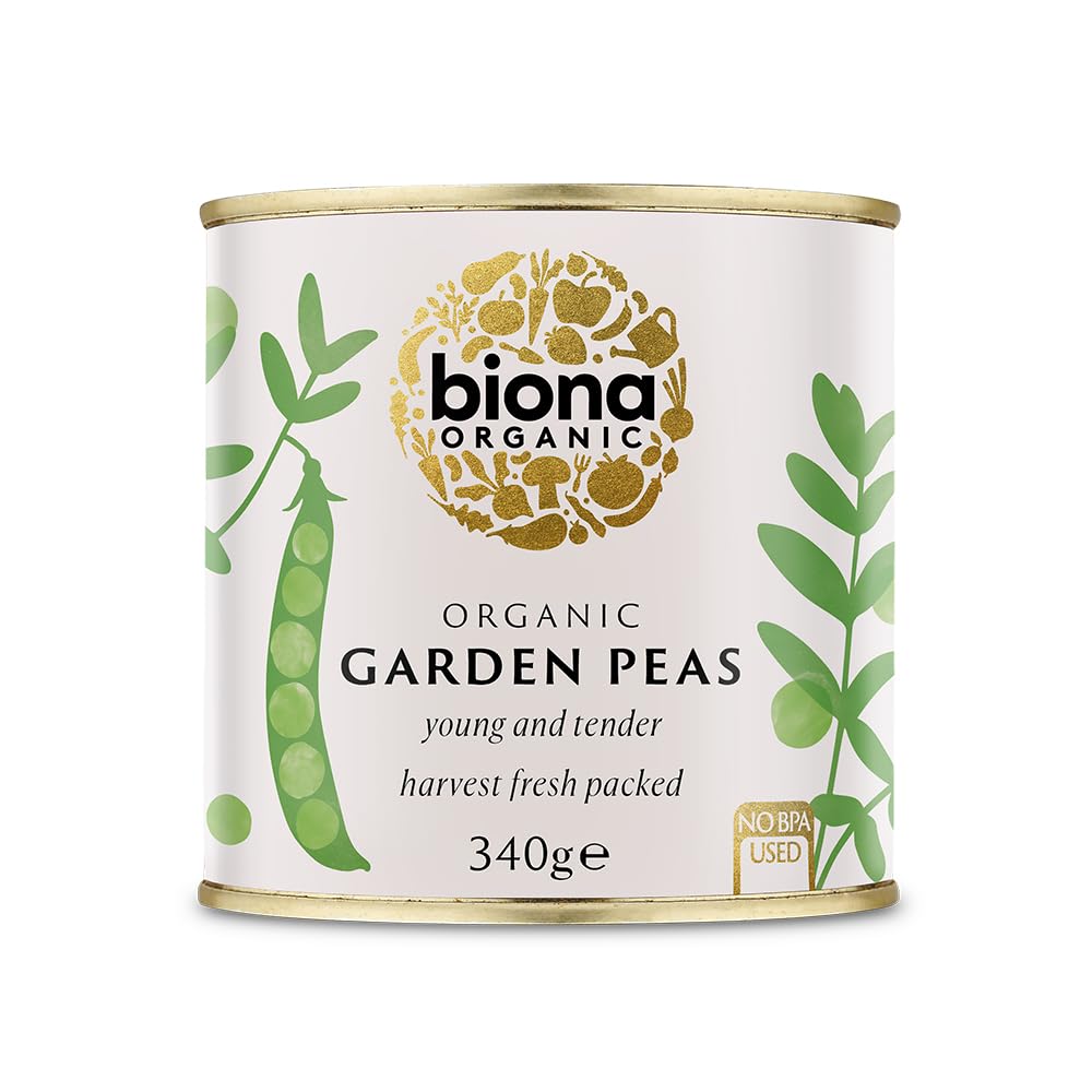 Biona Organic Garden Peas - Certified Organic, No Added Sugar | 340g Can 1