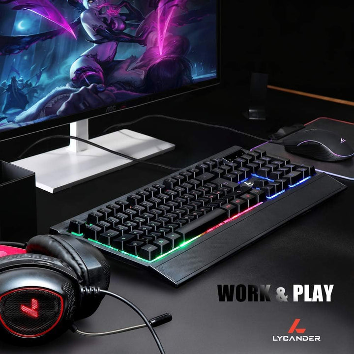 Lycander Gaming Mouse LMC380 - Wired Optical USB with 6400 DPI, 7 Buttons, RGB LED, 1.5M Cable