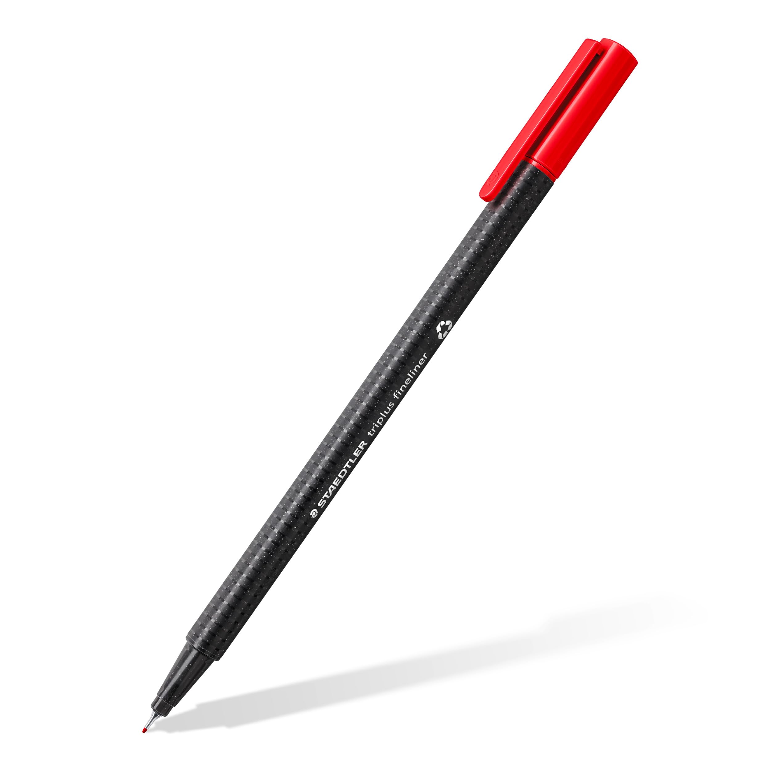 STAEDTLER triplus Fineliner Pens - Black Ink, 0.3mm Fine Tip | Pack of 4 | Recycled Plastic Housing