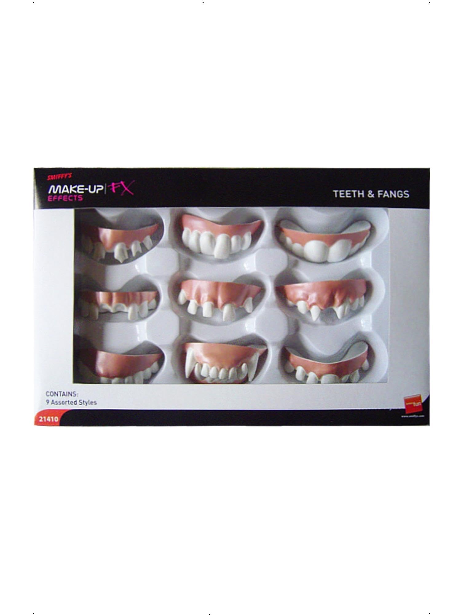 Smiffys Assorted Teeth & Fangs Make-Up FX Display Box of 9 - Fancy Dress Costume Accessory 1