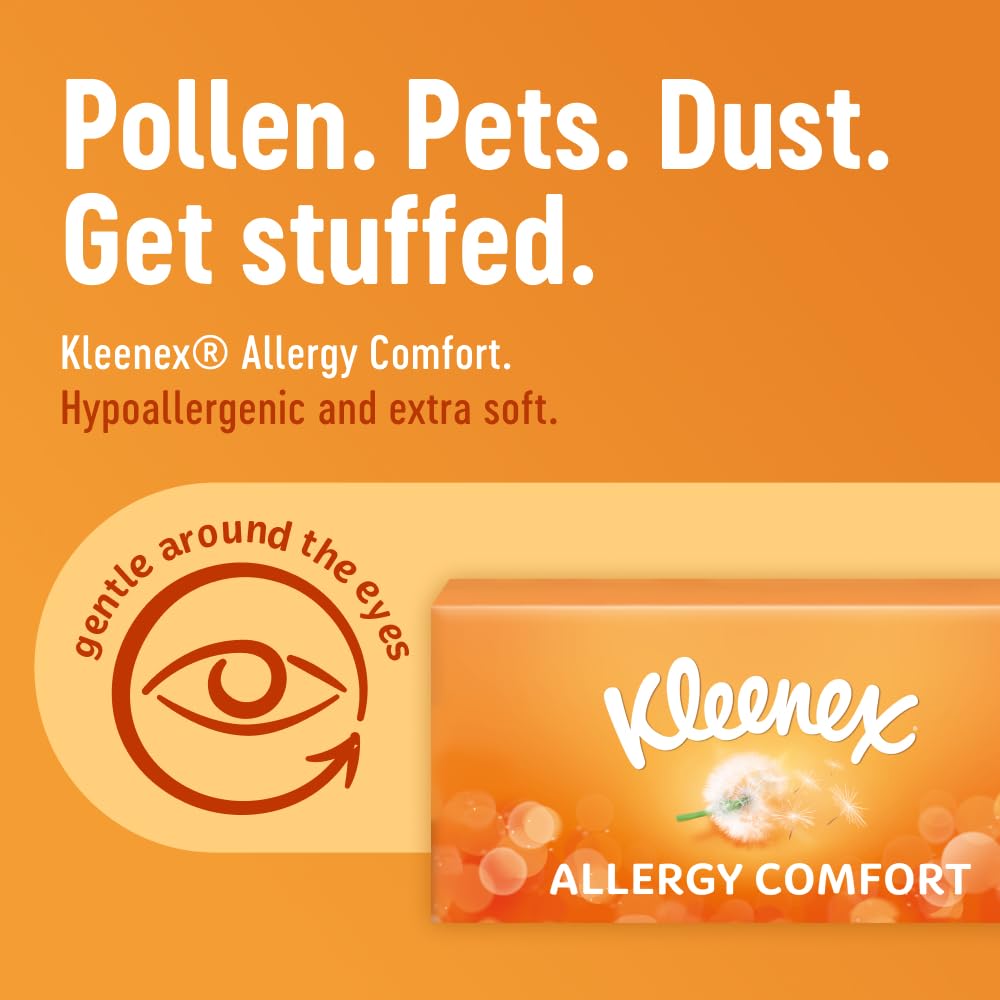 Kleenex Allergy Comfort Facial Tissues - Unscented, Ultra Soft | 56 Count Box (Pack of 2)