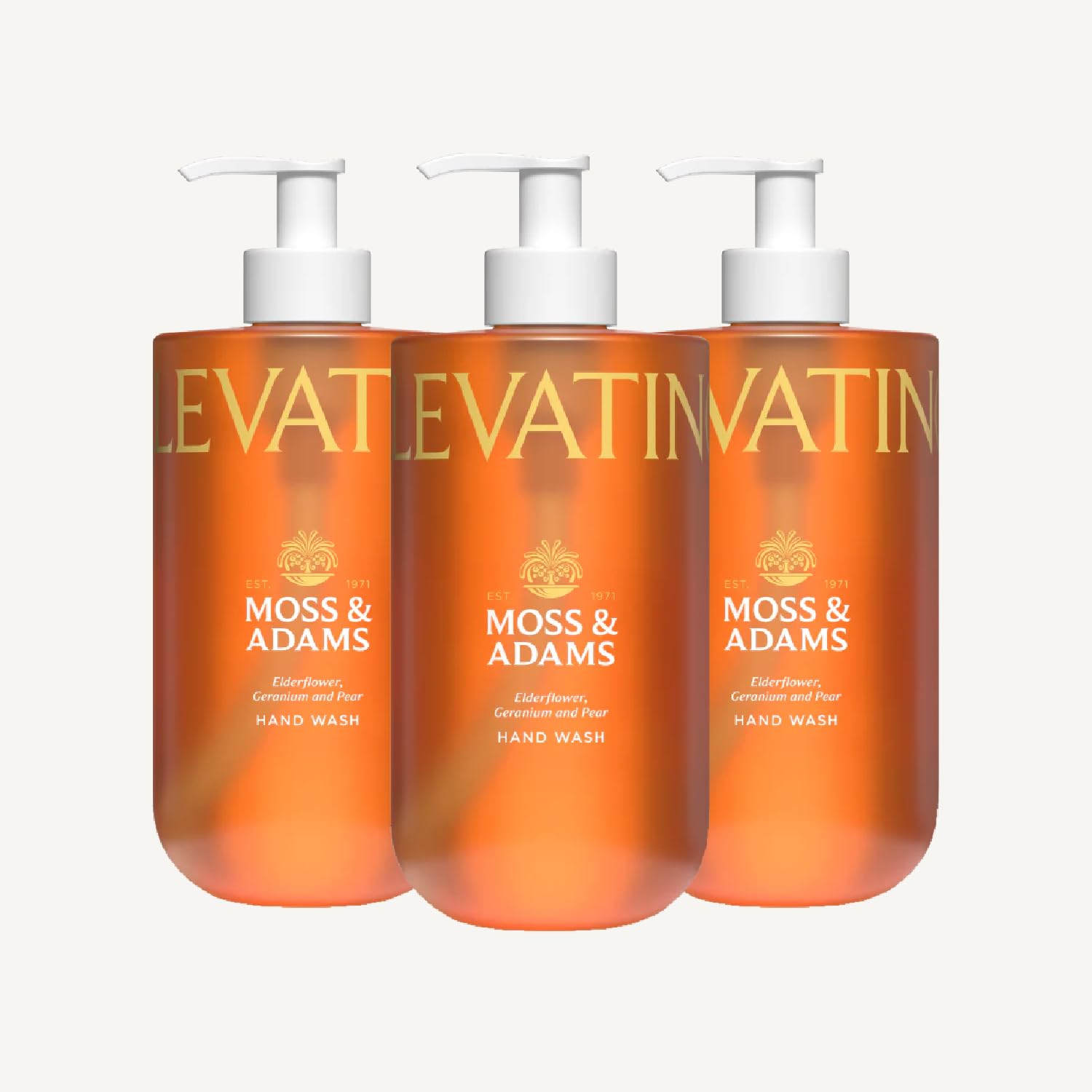Moss & Adam Elevating Hand Wash - Hydrating with Vitamin B5 | Elderflower, Gardenia & Pear Scent | 3 x 400 ml 1