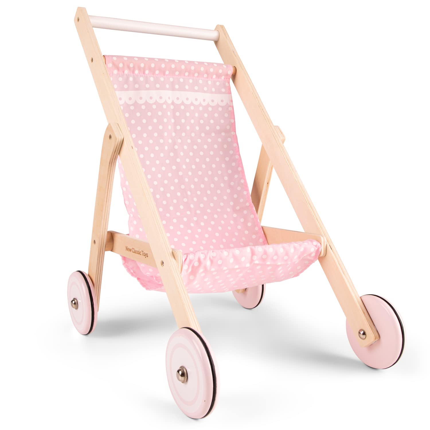 New Classic Toys Wooden Doll Stroller for Children 36 Months and Up - Pink/Natural 1