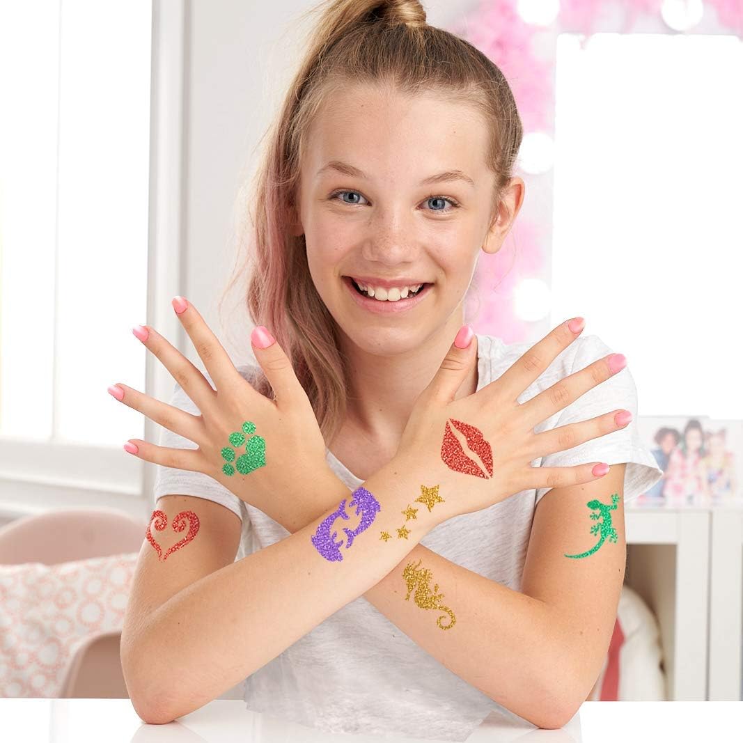 FabLab Glitter Tattoos Kit mit Bioglitter – 28 Designs und 4 glitzernde Farben 5