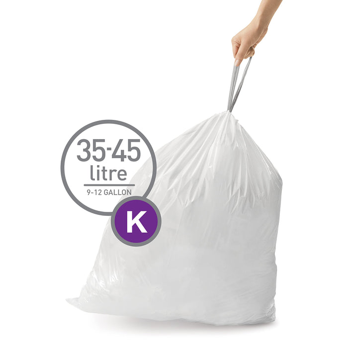 simplehuman CW0260 Code K Custom Fit Bin Liner Bulk Pack, White (60 Count)