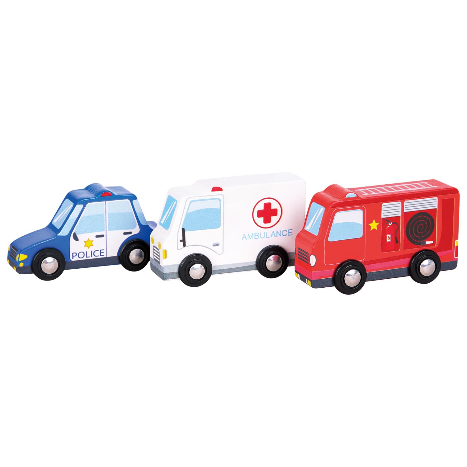 Woet Wooden Emergency Vehicle Set - 3 Pieces | FSC Certified Wood | Ages 18 Months+ 1