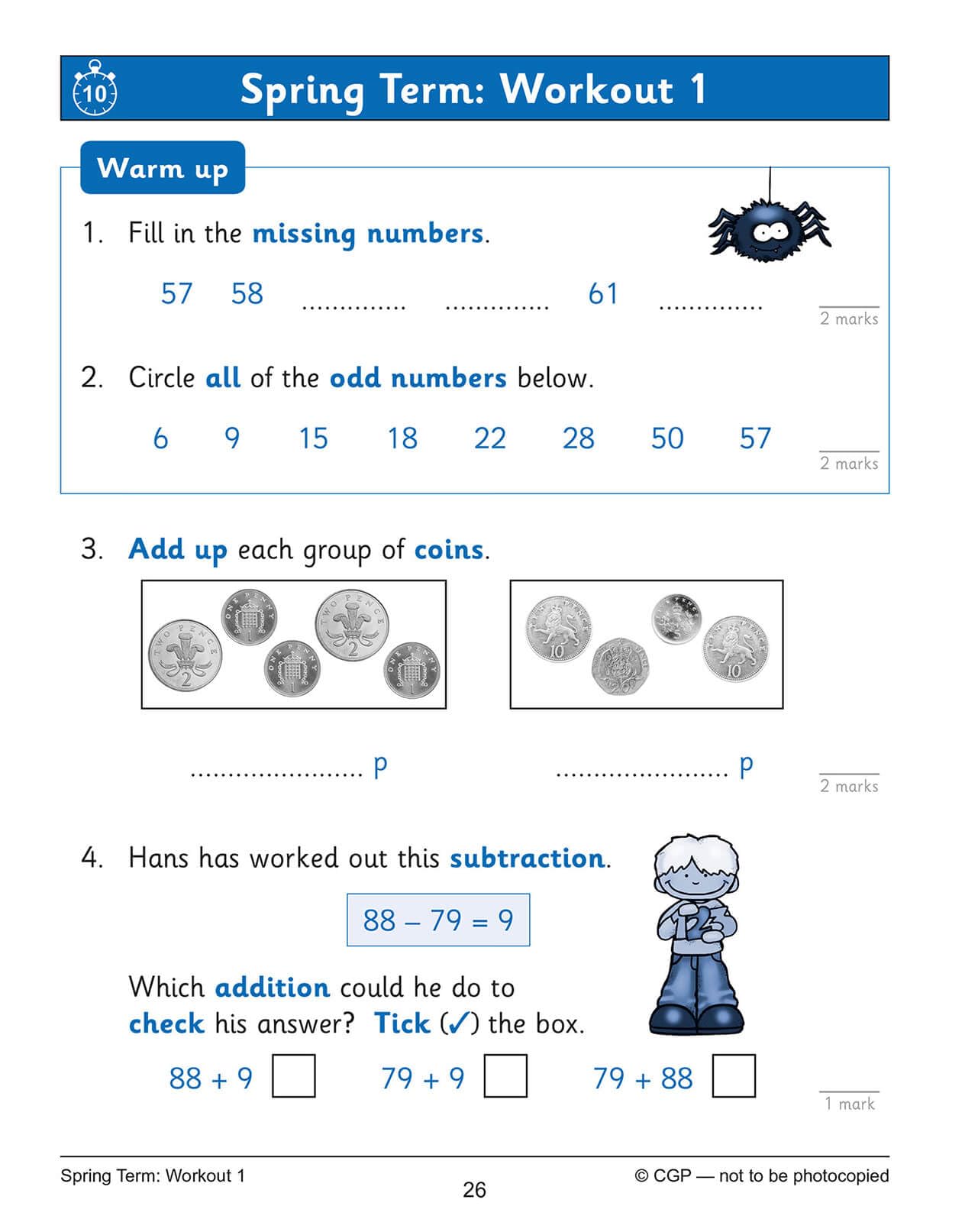 CGP KS1 Maths 10-Minute Weekly Workouts - Year 2 Study Aid | Paperback | English 5