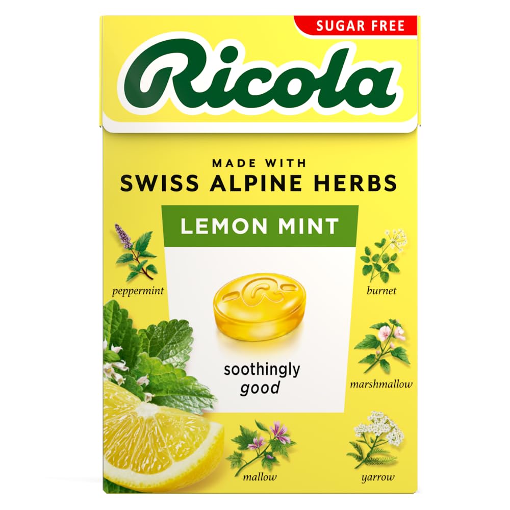 Ricola Lemon Mint Sugar Free Swiss Herbal Sweets - 20 Boxes of 45g