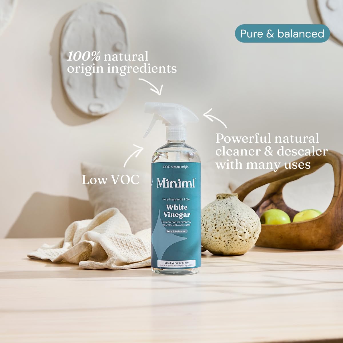 Miniml Eco White Vinegar Cleaning Unscented - All Natural Multi-Surface Cleaner | 750ml 3