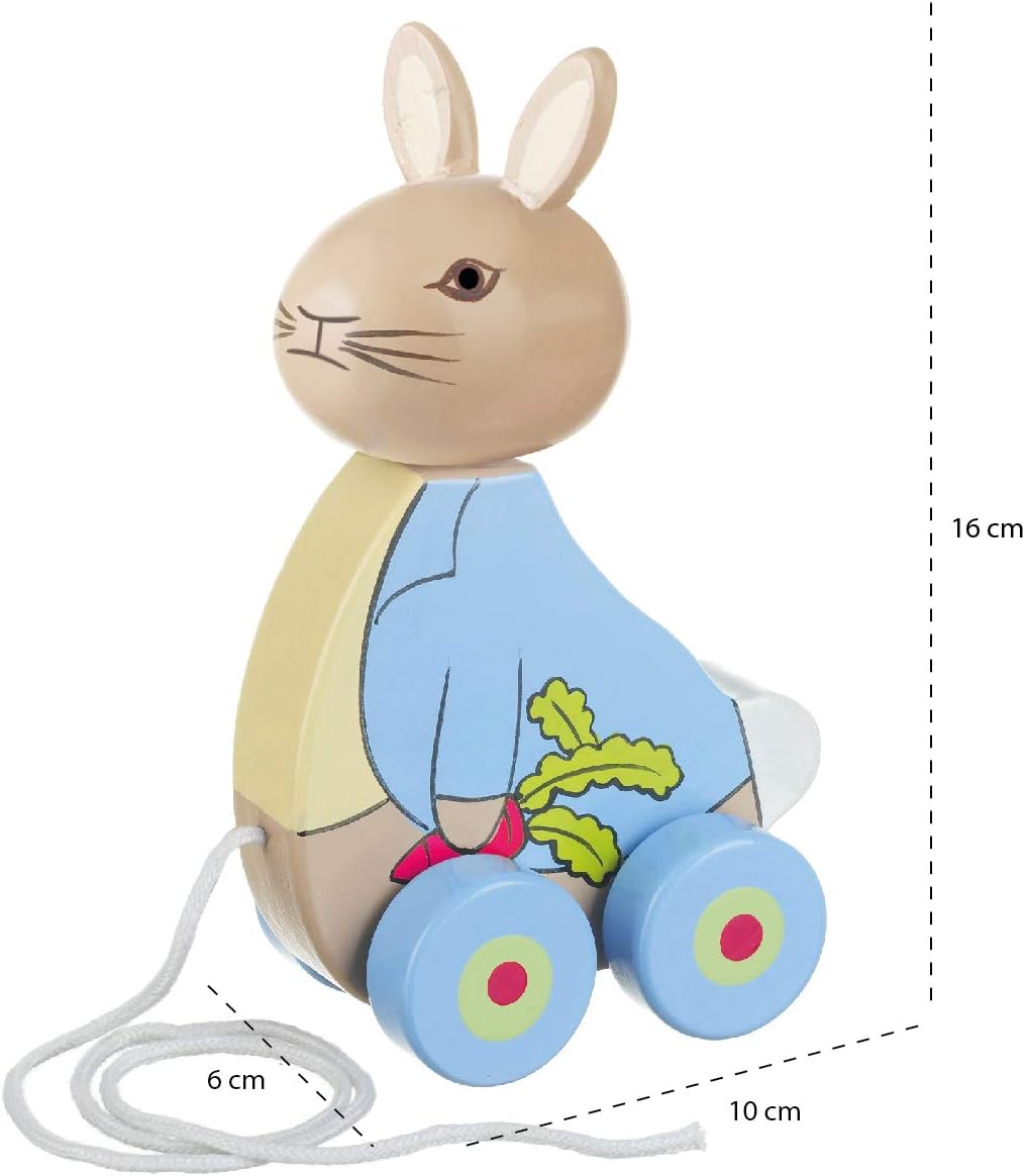 Peter Rabbit Wooden Pull Along Toy - Handcrafted Wood Animal for Toddlers 12 Months+ 2