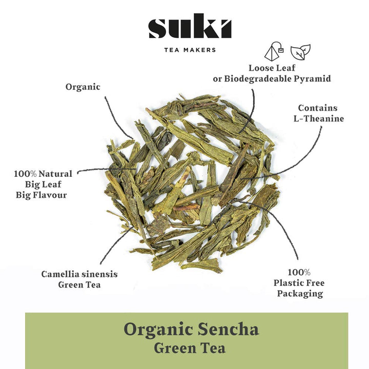 Suki Tea Organic Green Tea Sencha - 100g Loose Leaf Fairtrade Tea