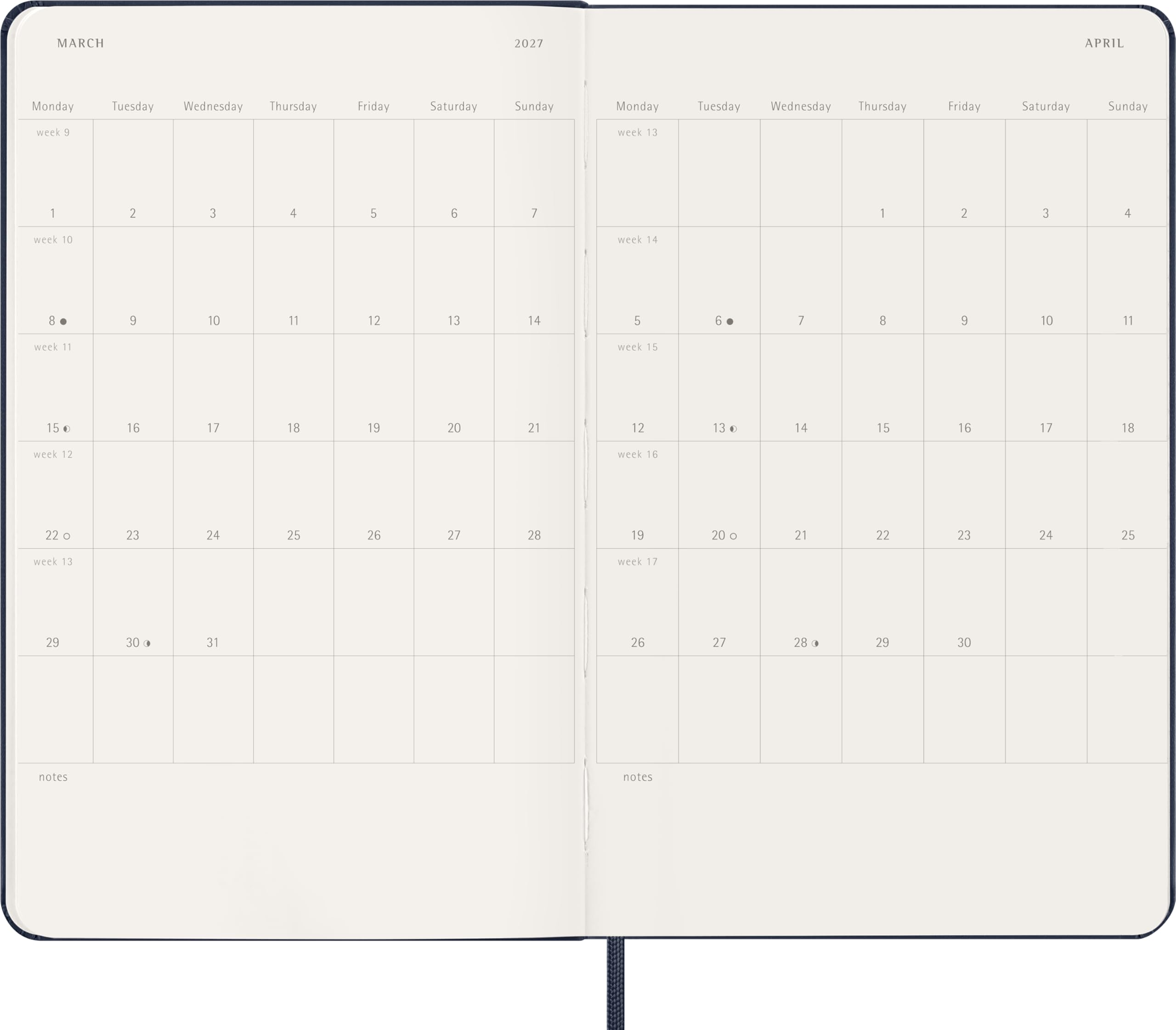 Moleskine Weekly Planner 2026-2027 - 18-Month, Large (13x21), Sapphire Blue Hardcover 5