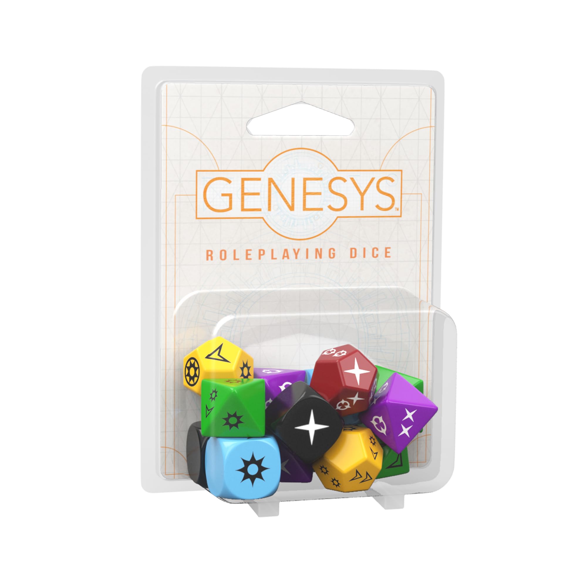 Edge Studio Genesys RPG Roleplaying Dice Pack - 14 Custom Dice | 16mm Size | Multicolor