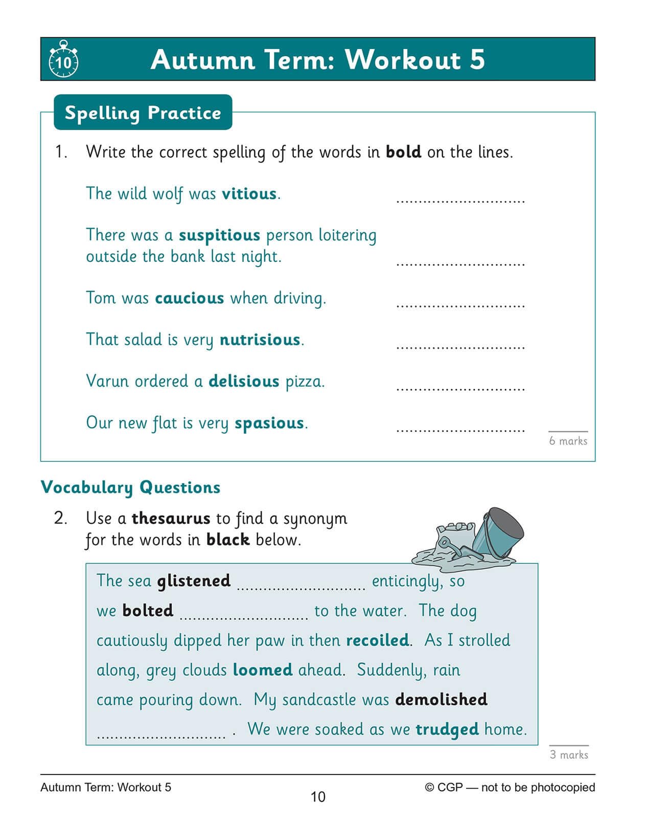 CGP Books New KS2 English 10-Minute Weekly Workouts - Year 5 Spelling & Vocabulary | Ages 9-10 4