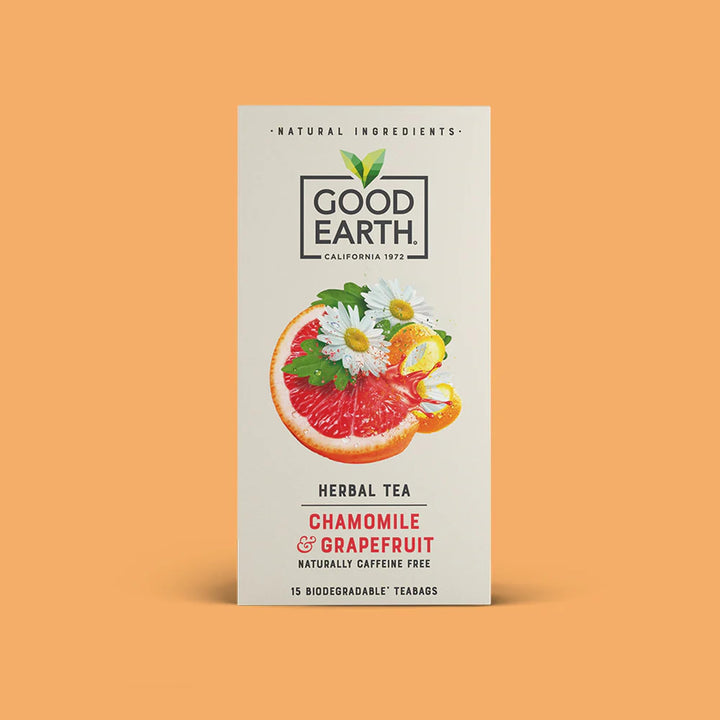 Good Earth Tea Co. Chamomile & Grapefruit Tea Bags - Naturally Caffeine-Free Herbal Infusion