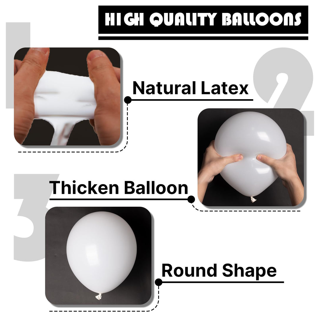 PartyWoo White Balloons 102 pcs - 18, 12, 10, 5 Inch Latex Balloon Set for Party Decorations