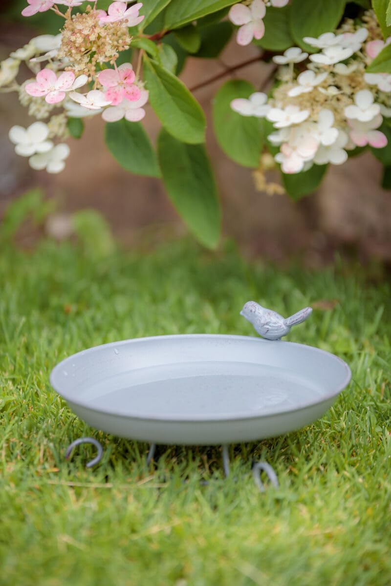 TRIXIE Standing Bird Bath - 800 ml | Powder-Coated Metal | Grey 4