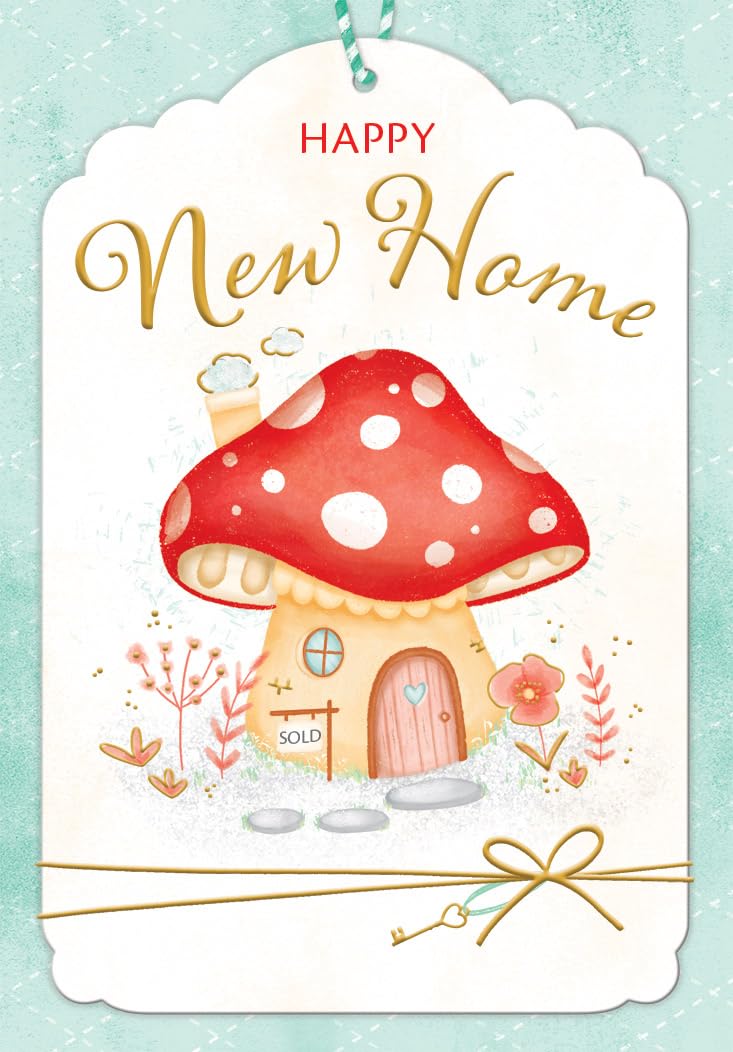 Piccadilly Greetings New Home Card Mushroom House | 7 x 5 Inches | Envelope Included