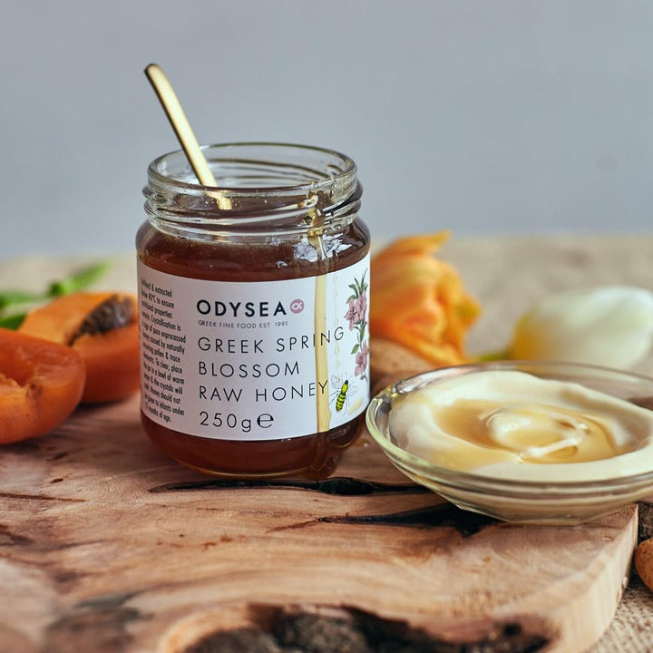 Odysea Greek Spring Flower Blossom Honey, 250g - Cold-Extracted Unfiltered Raw Honey