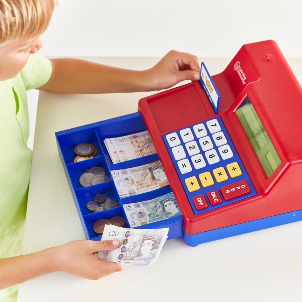 Learning Resources Pretend & Play Calculator Cash Register (UK Currency) | Solar Powered