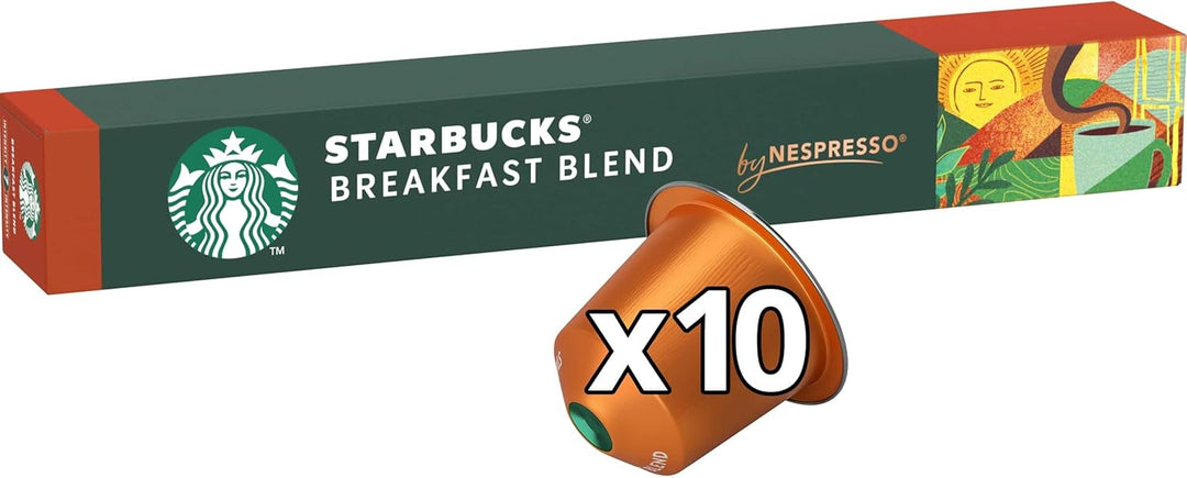 STARBUCKS - Breakfast Blend Medium Roast Coffee Capsules, 60 Capsules (6 x 10) for Nespresso Machines