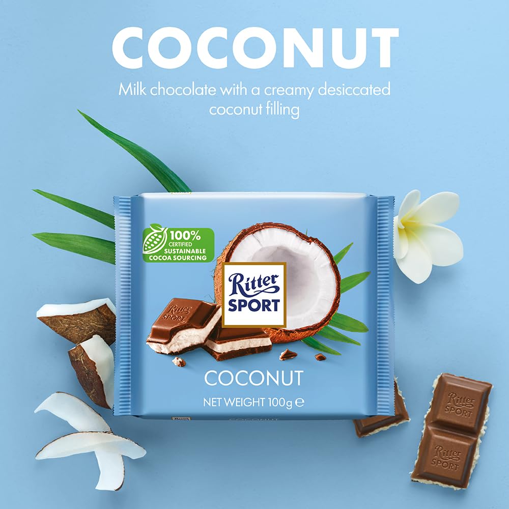Ritter Sport - Coconut Milk Chocolate Bar (Pack of 12, 100g Each) 3
