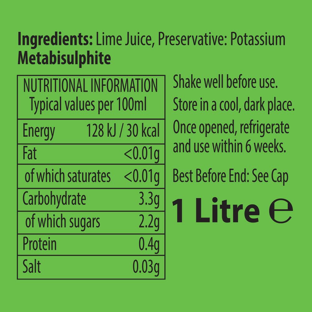 Tropical Sun - 100% Pure Lime Juice, 1L (Pack of 1)