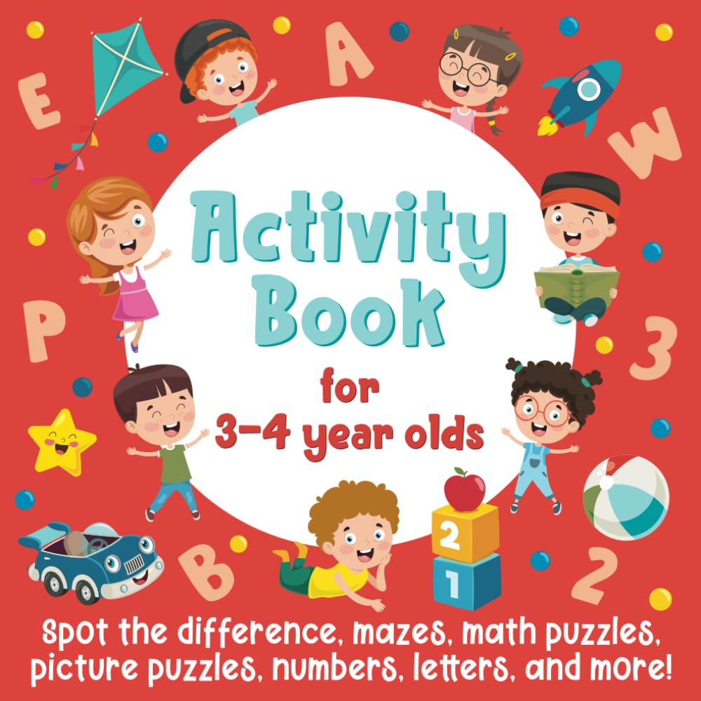 Smart Little Owl Activity Book for 3-4 Year Olds: Mazes, Spot The Difference, Math Puzzles