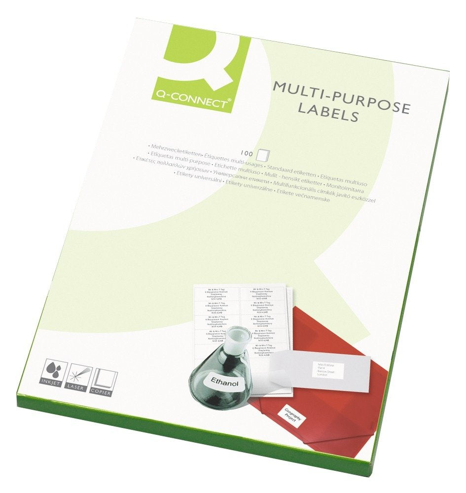Q-Connect Multipurpose Labels - 99.1x38.1mm, White, 1400 Pack | 14 Labels/Sheet