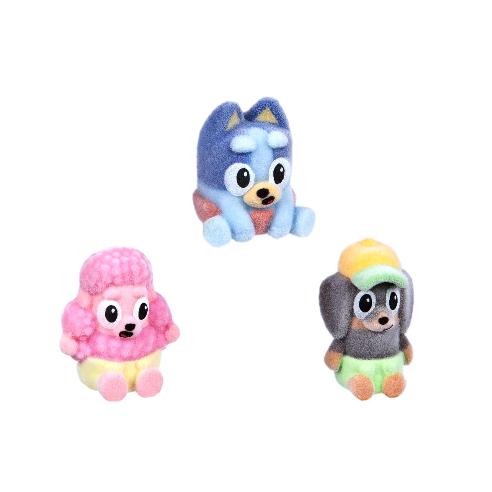 Bluey Fuzzies Episode Pack: Baby Race with 3 Flocked Collectible Figures | Ages 3+ 3