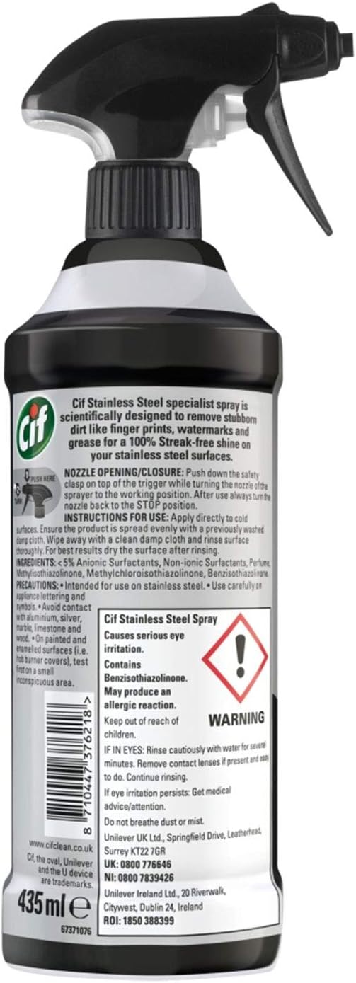 Cif Perfect Finish Stainless Steel Streak-Free Shine Spray, 435ml