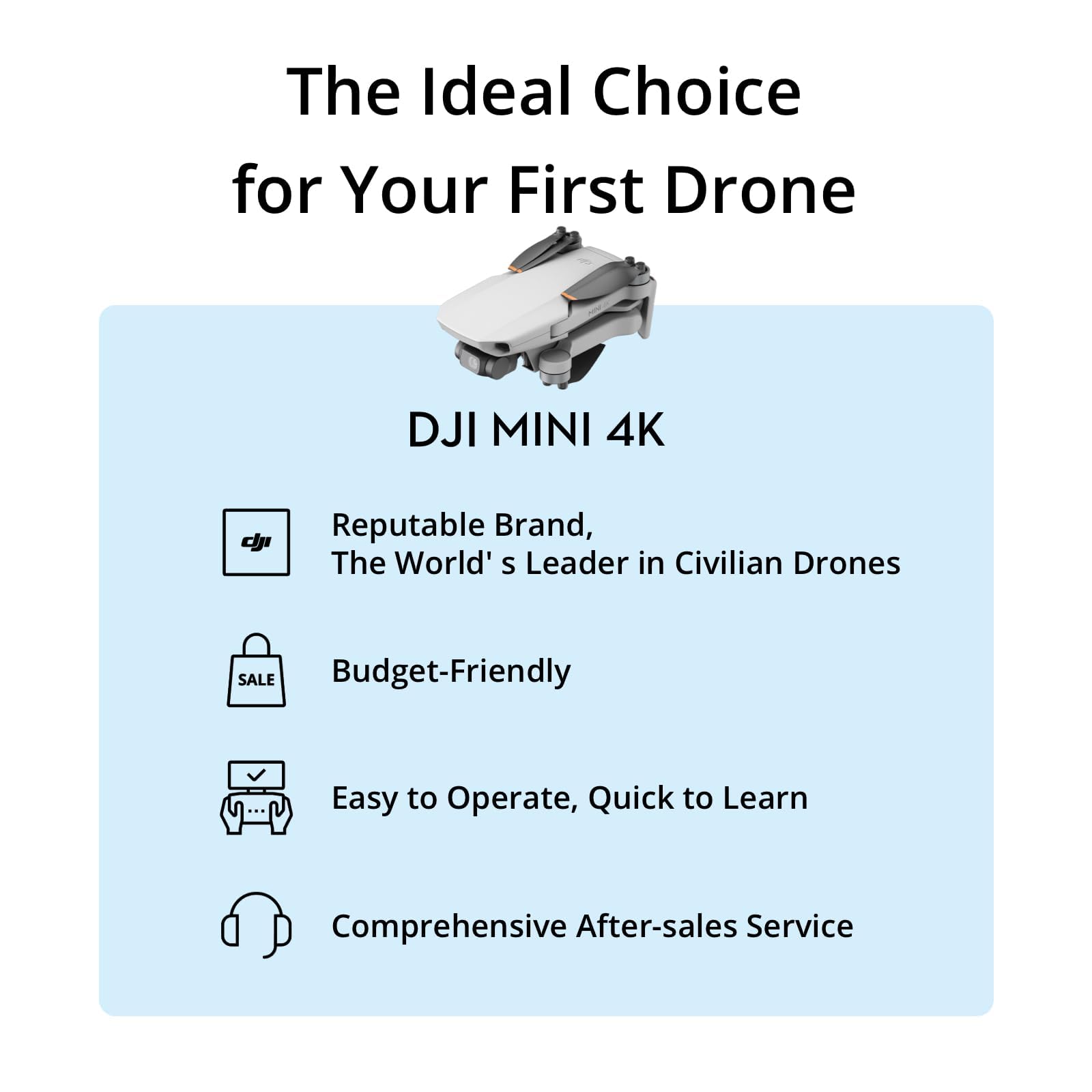 DJI Mini 4K-Drohne mit 4K-Kamera, 3-Achsen-Gimbal, unter 249 g, 10 km HD-Übertragung – 4K 3