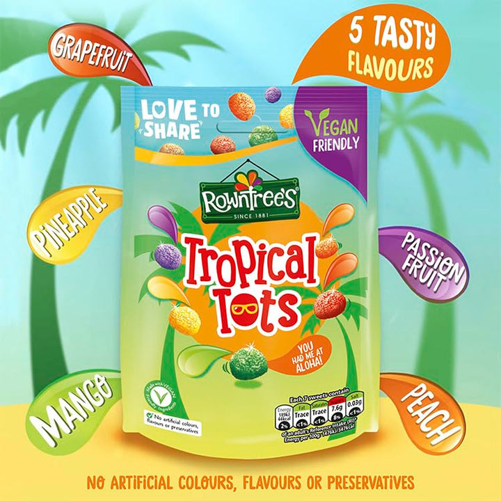 Rowntree's Tropical Tots Vegan Friendly Sweets Sharing Bag 140g