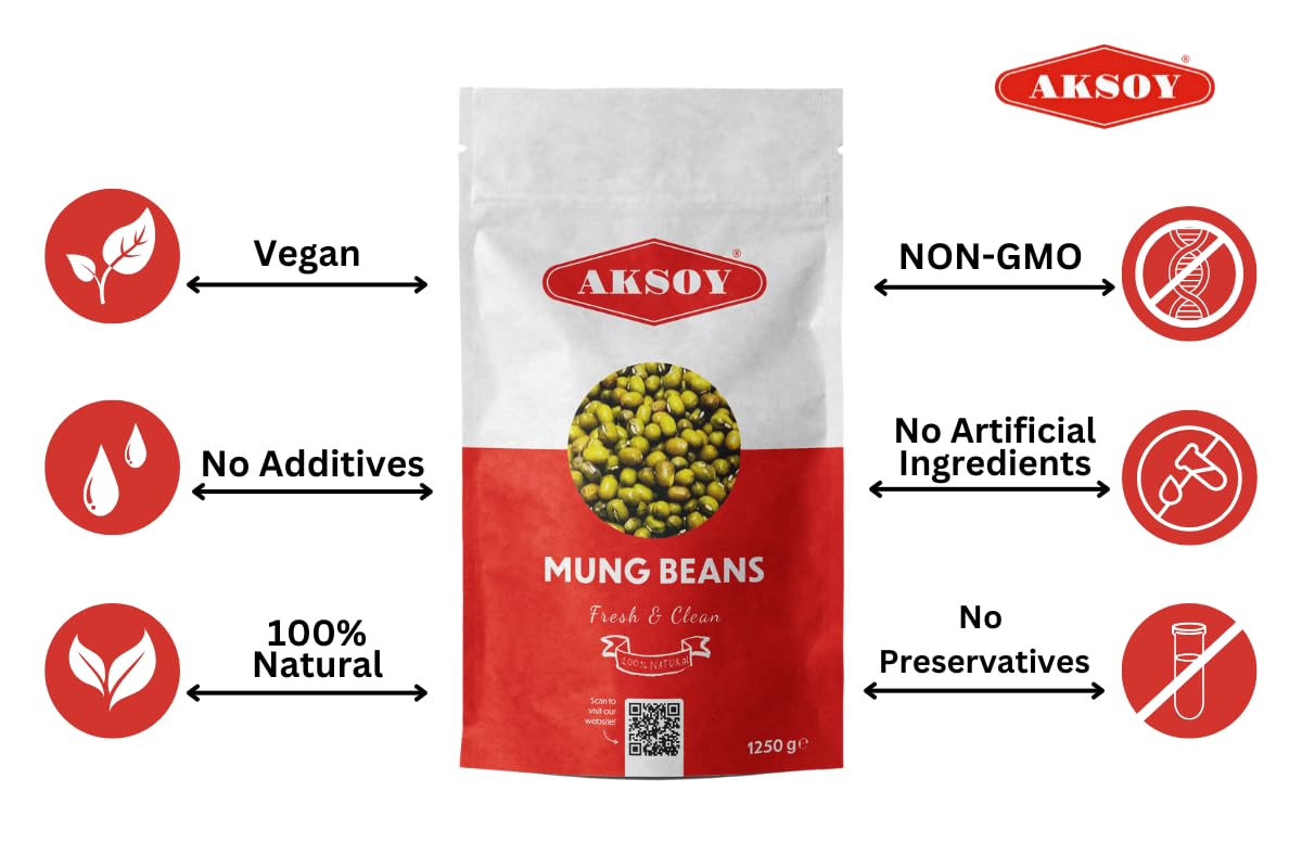 AKSOY Mung Beans - High Protein & Fiber, Non-GMO | 1.25kg 9