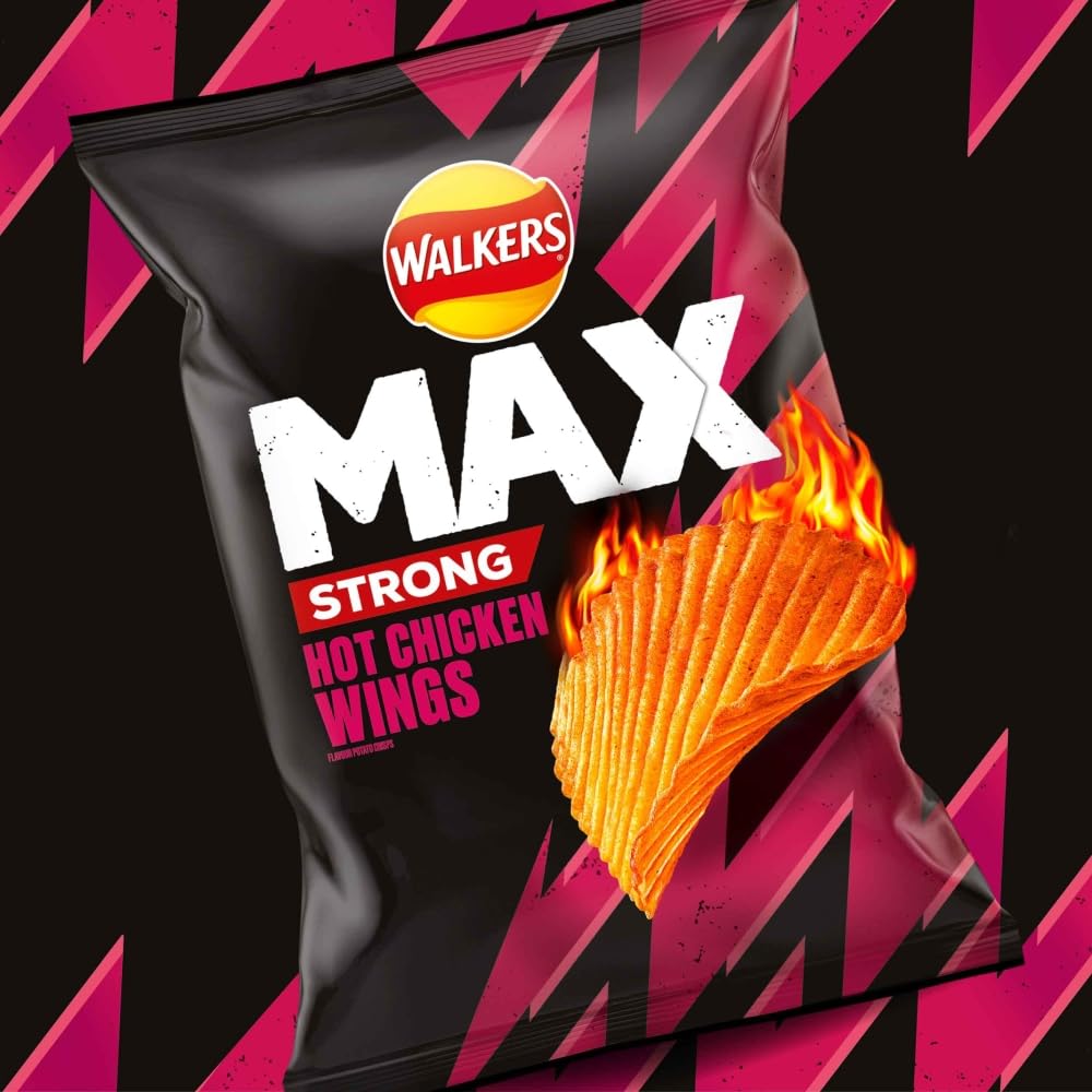 Walkers Max Strong Hot Chicken Wings Sharing Crisps 140g 3