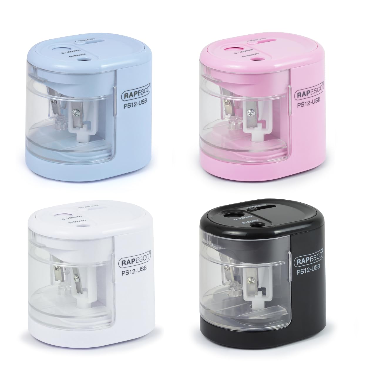 RAPESCO PS12-USB Automatic Electric Pencil Sharpener | Dual Hole | USB/Battery Powered | Powder Blue 6