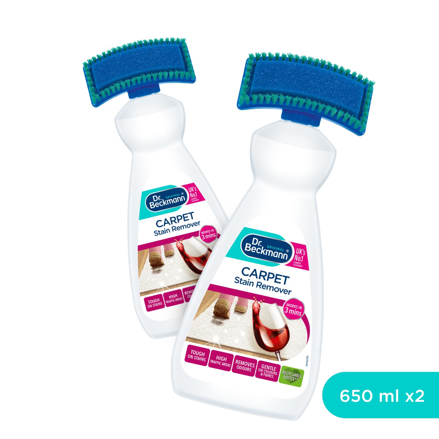 Dr. Beckmann Carpet Stain Remover - Oxy-Powered Formula for Quick Stain & Odour Removal | 2 x 650 ml 2