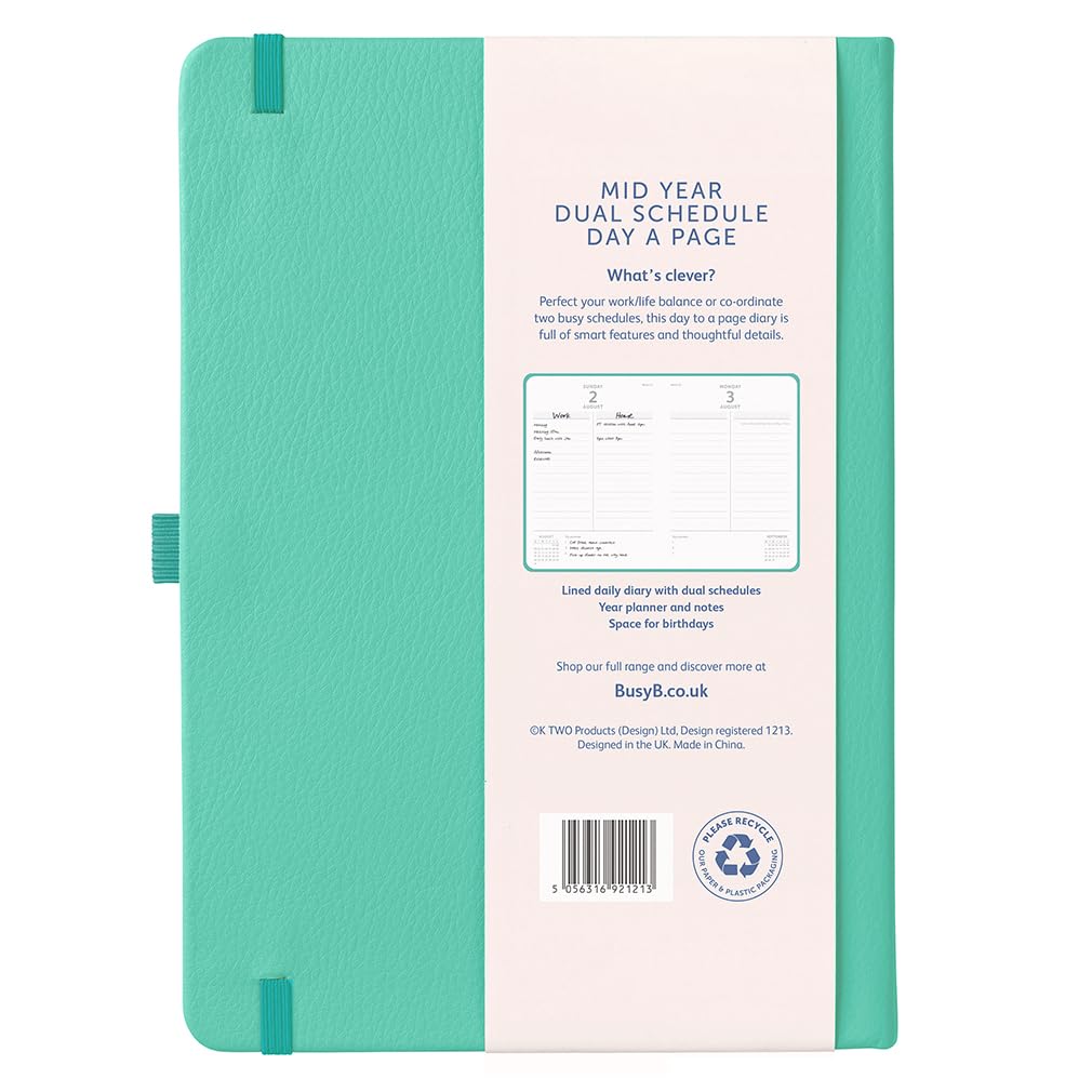 Busy B A5 Mid-Year Academic Dual Schedule Planner - Aug 2026 to Aug 2027 | Green Vegan Leather 3