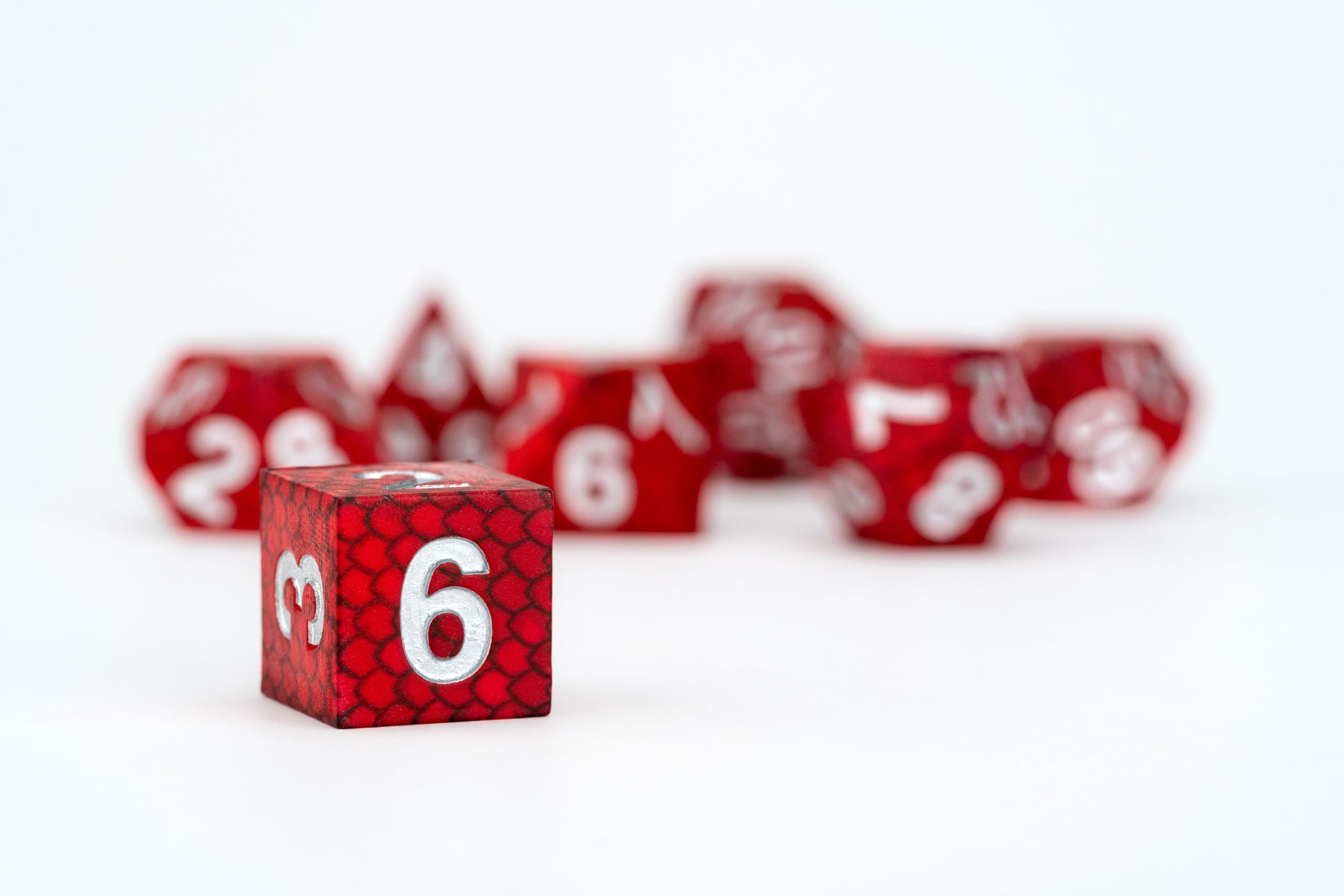 Metallic Dice Games FanRoll Dragon Storm Silicone Dice Set - 7 Pieces | Red Dragon Scales