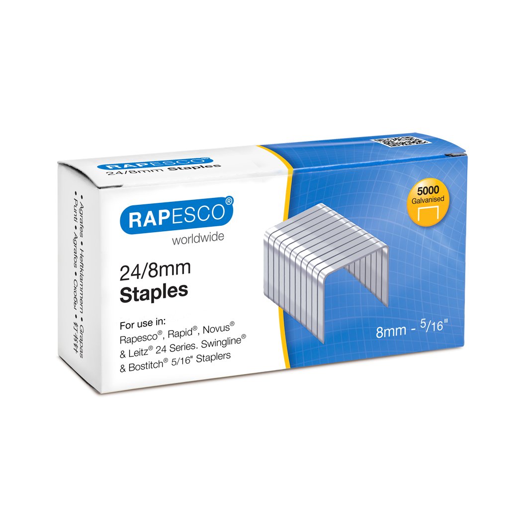 RAPESCO S24807Z3 Staples - 24/8mm Galvanised, Box of 5000 | Rust-Resistant 1