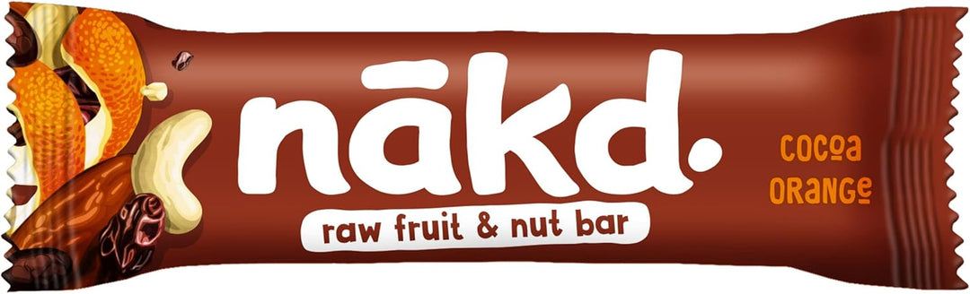 Nakd Cocoa Orange Natural Fruit & Nut Bars - Vegan, Gluten Free, No Added Sugar - 12 Pack