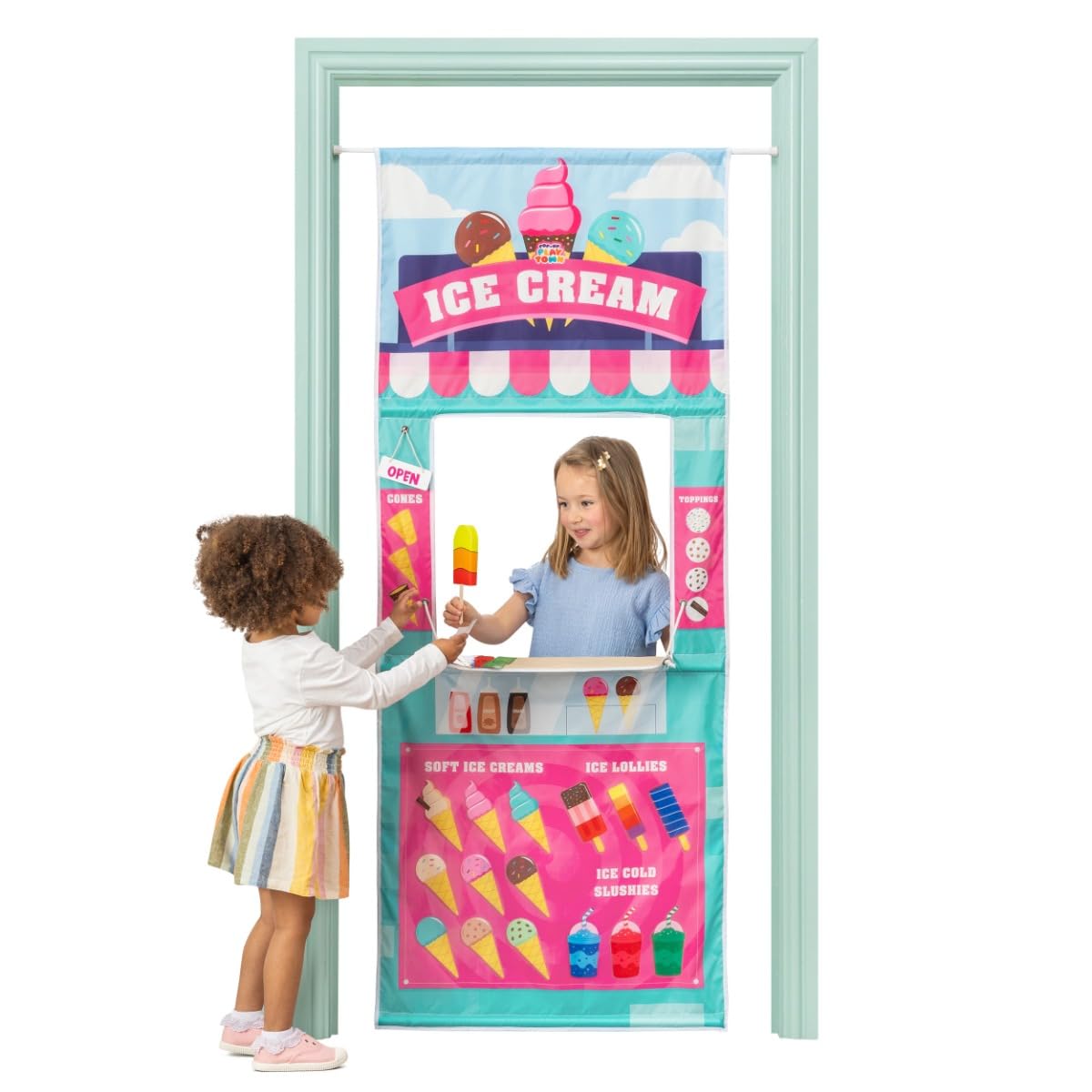 Playhouse Pop Up Play Town Hanging Doorway Ice Cream Shop Kids Role Play Toy